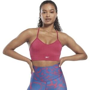 Reebok Women's Workout Ready Tri Back Medium Impact Sports Bra Pink XL